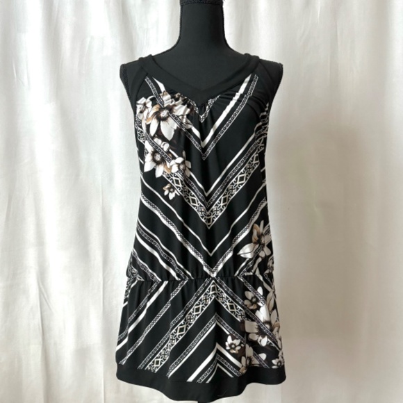 WHBM Halter Tunic Blouse Floral Drop Waist Size M - Picture 1 of 5